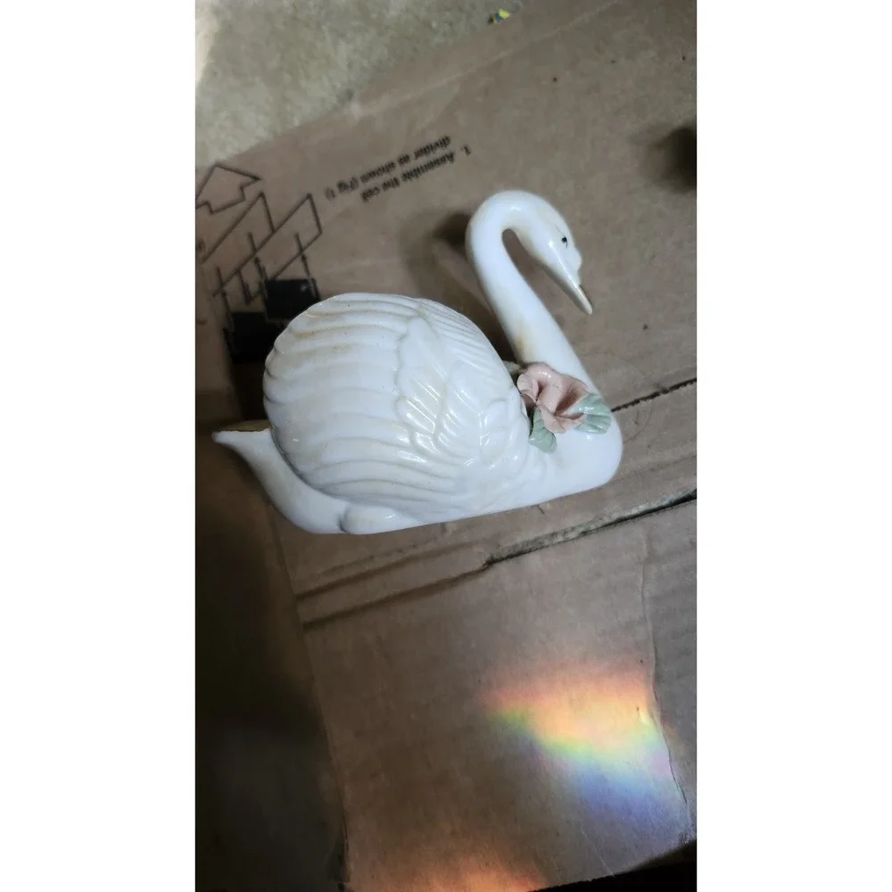 Ceramic Swan Planter‎ w/ Pink Flower X's Collection Dollar Tree Cottagecore